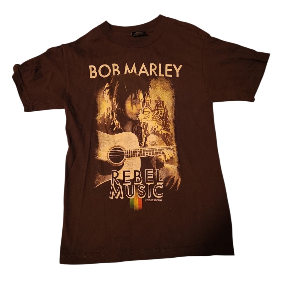 Hot Topic Brown Bob Marley Rebel Music Tee